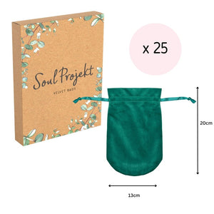 Soul Projekt Large Rounded Velvet Gift Bags, 25 Pack, 13x20, Jewellery Pouches, Drawstring Bag for Wedding Favours