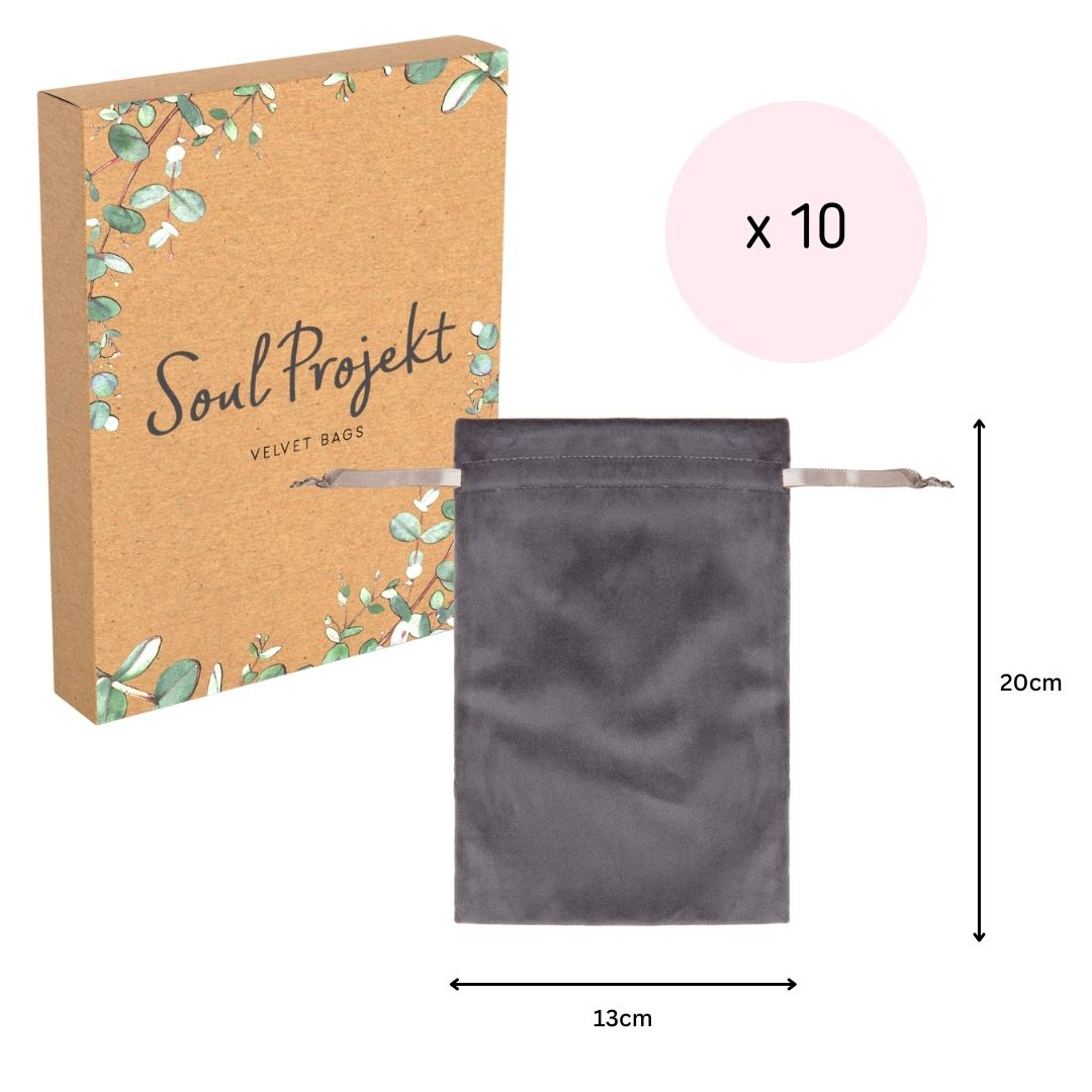 Soul Projekt Large Rectangle Velvet Gift Bags, 10 Pack, 13x20, Jewellery Pouches, Drawstring Bag for Wedding Favours
