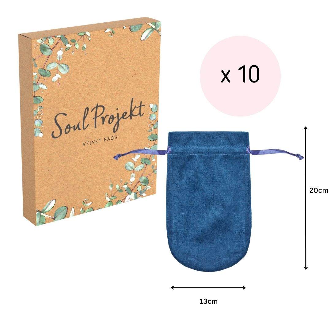 Soul Projekt Large Rounded Velvet Gift Bags, 10 Pack, 13x20, Jewellery Pouches, Drawstring Bag for Wedding Favours