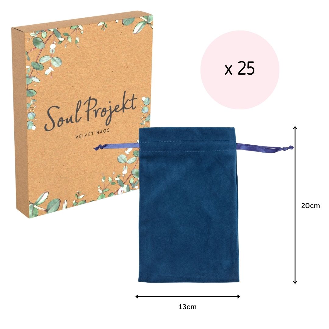 Soul Projekt Large Rectangle Velvet Gift Bags, 25 Pack, 13x20, Jewellery Pouches, Drawstring Bag for Wedding Favours