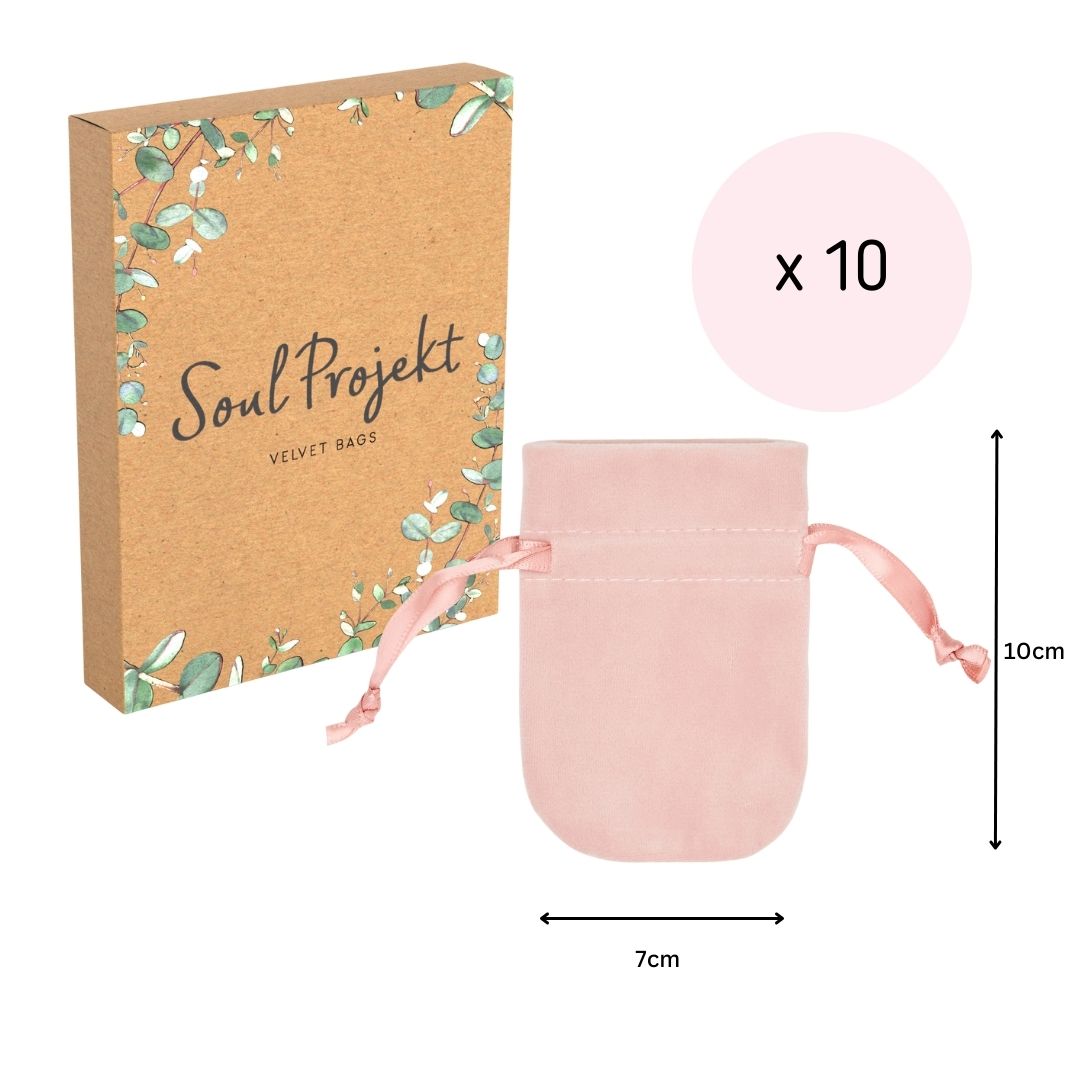 Soul Projekt Small Rounded Velvet Gift Bags, 10 Pack, 7x10, Jewellery Pouches, Drawstring Bag for Wedding Favours