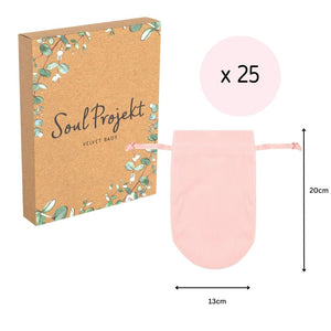 Soul Projekt Large Rounded Velvet Gift Bags, 25 Pack, 13x20, Jewellery Pouches, Drawstring Bag for Wedding Favours