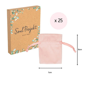 Soul Projekt Small Rectangle Velvet Gift Bags, 25 Pack, 7x9, Jewellery Pouches, Drawstring Bag for Wedding Favours