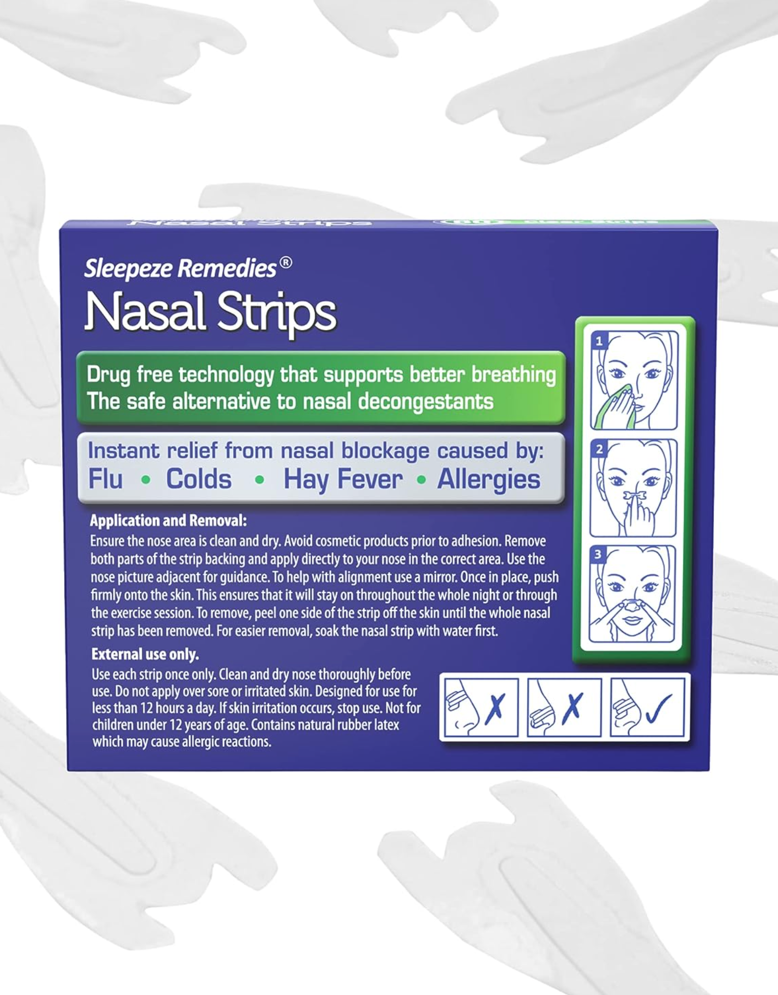 Sleepeze Remedies x60 Clear Large Nasal Strips, Anti Snoring Breathing Aids