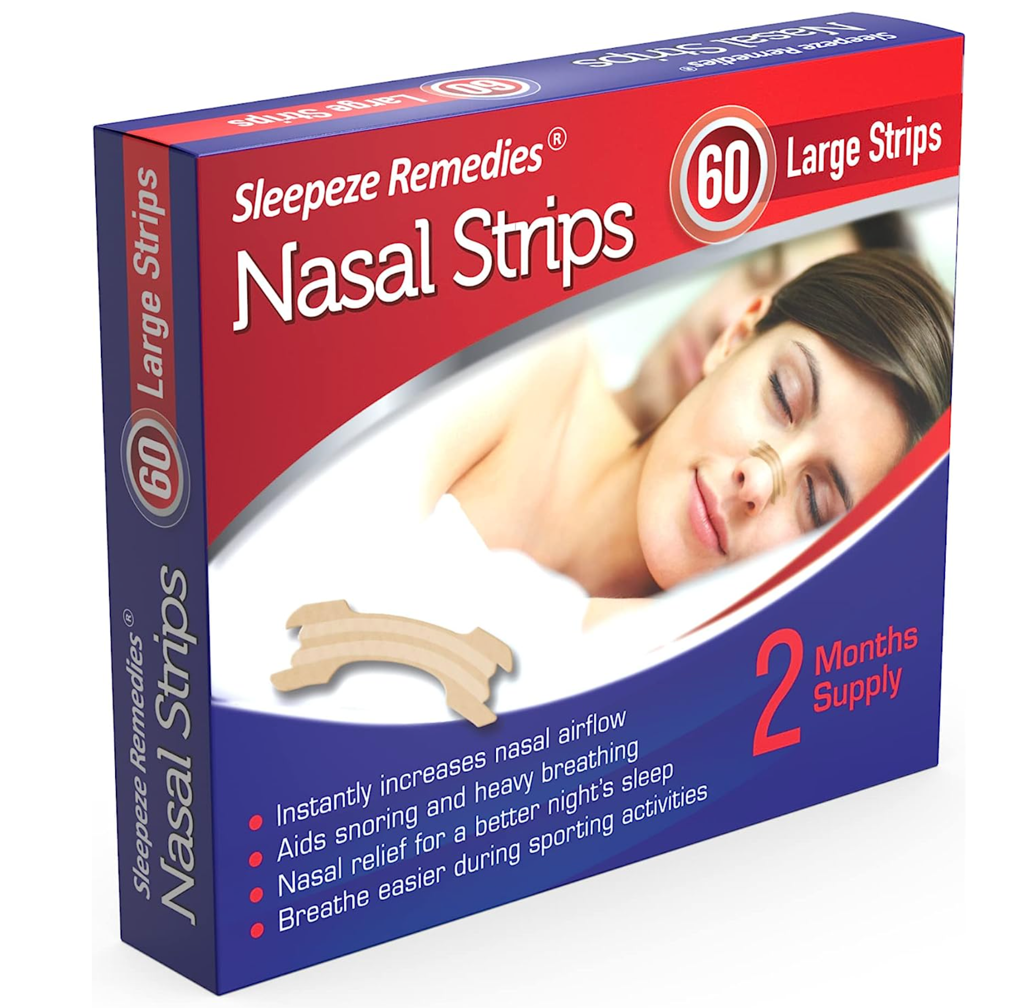 Sleepeze Remedies x60 Large Nasal Strips, Anti Snoring Breathing Aids