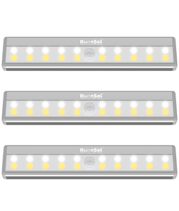 RuneSol 20 x LED Strip Light (3 x Pack), Under Cupboard Lights with Motion Sensor