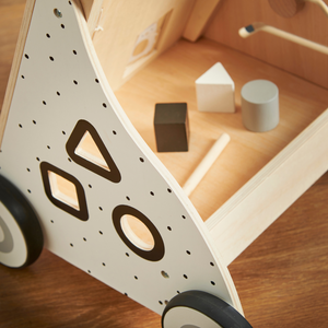Haus Projekt Scandi Wooden Baby Walker, Activity Cart for Babies & Toddlers with Sensory Toys