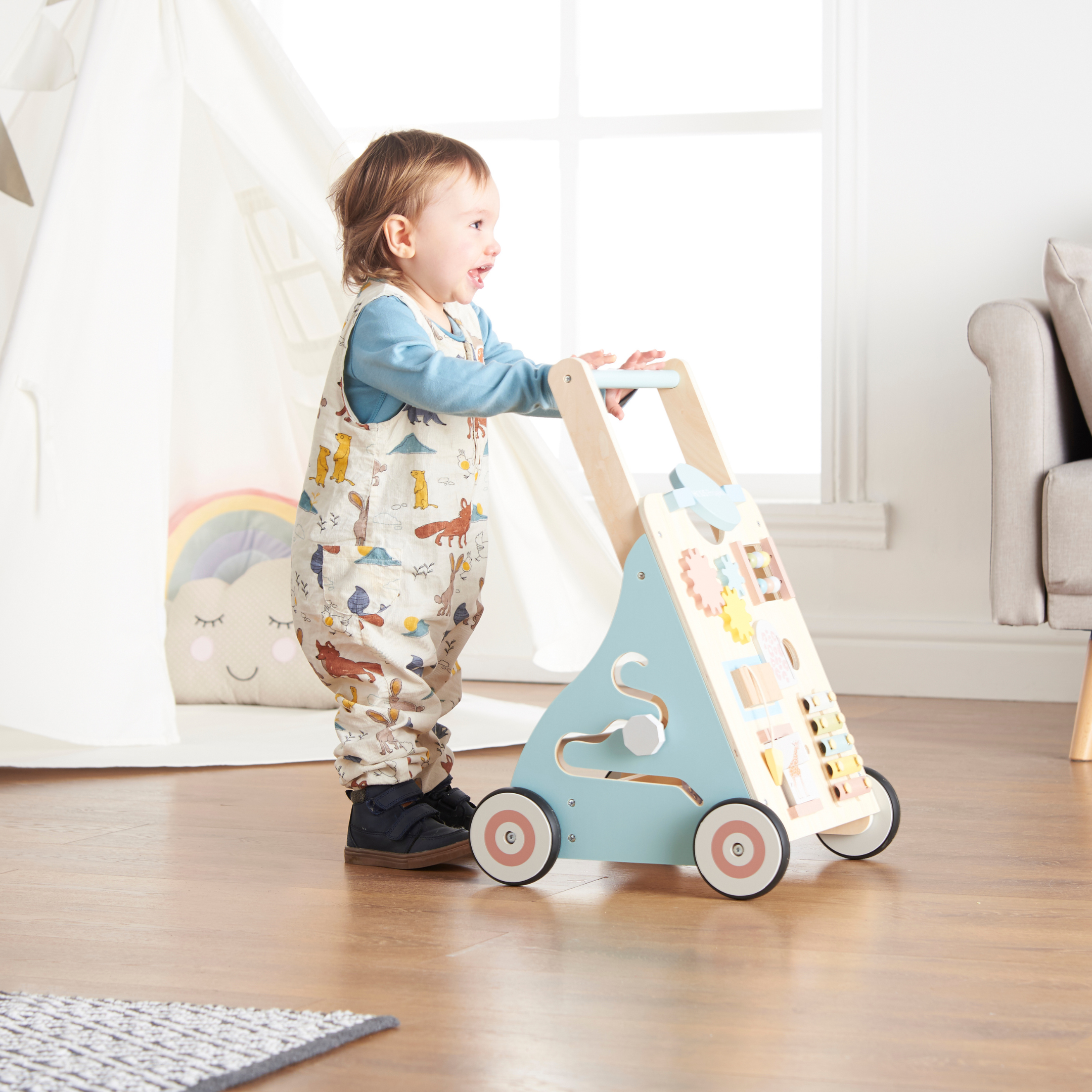 Haus Projekt Safari Wooden Baby Walker Activity Cart for Babies
