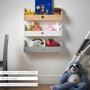 Haus Projekt Children’s Grey Star Floating Wall Shelf, 50W x 10D x 16H (cm)