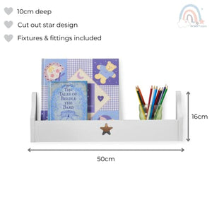 Haus Projekt Children’s White Star Floating Wall Shelf, 50W x 10D x 16H (cm)