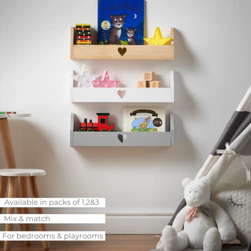 Haus Projekt Children’s Grey Heart Floating Wall Shelf, 50W x 10D x 16H (cm)