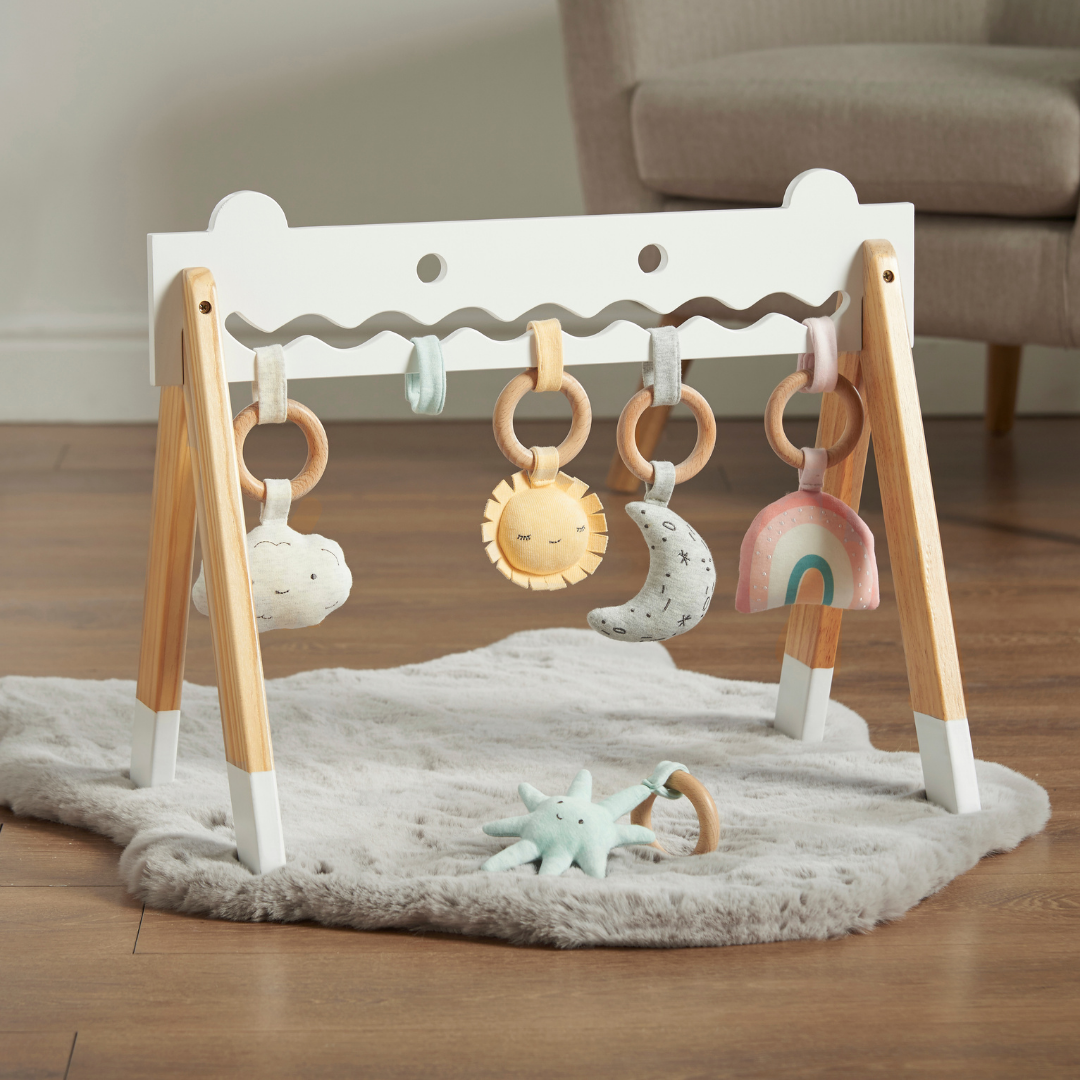 Haus Projekt Wooden Activity Baby Gym with 5 Wood & Plush Toys