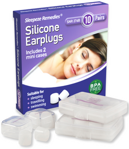 Sleepeze Remedies Noise Cancelling 27dB Reusable Silicone Earplugs with Mini Travel Case (5 and 10 packs)