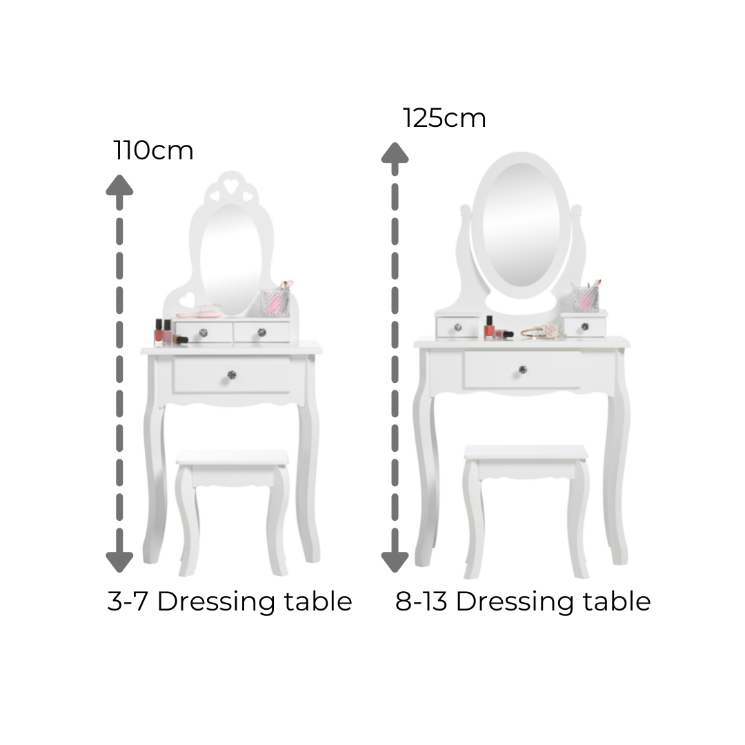 RuneSol Girls Dressing Table (Age 8-13yrs) with Mirror and Stool