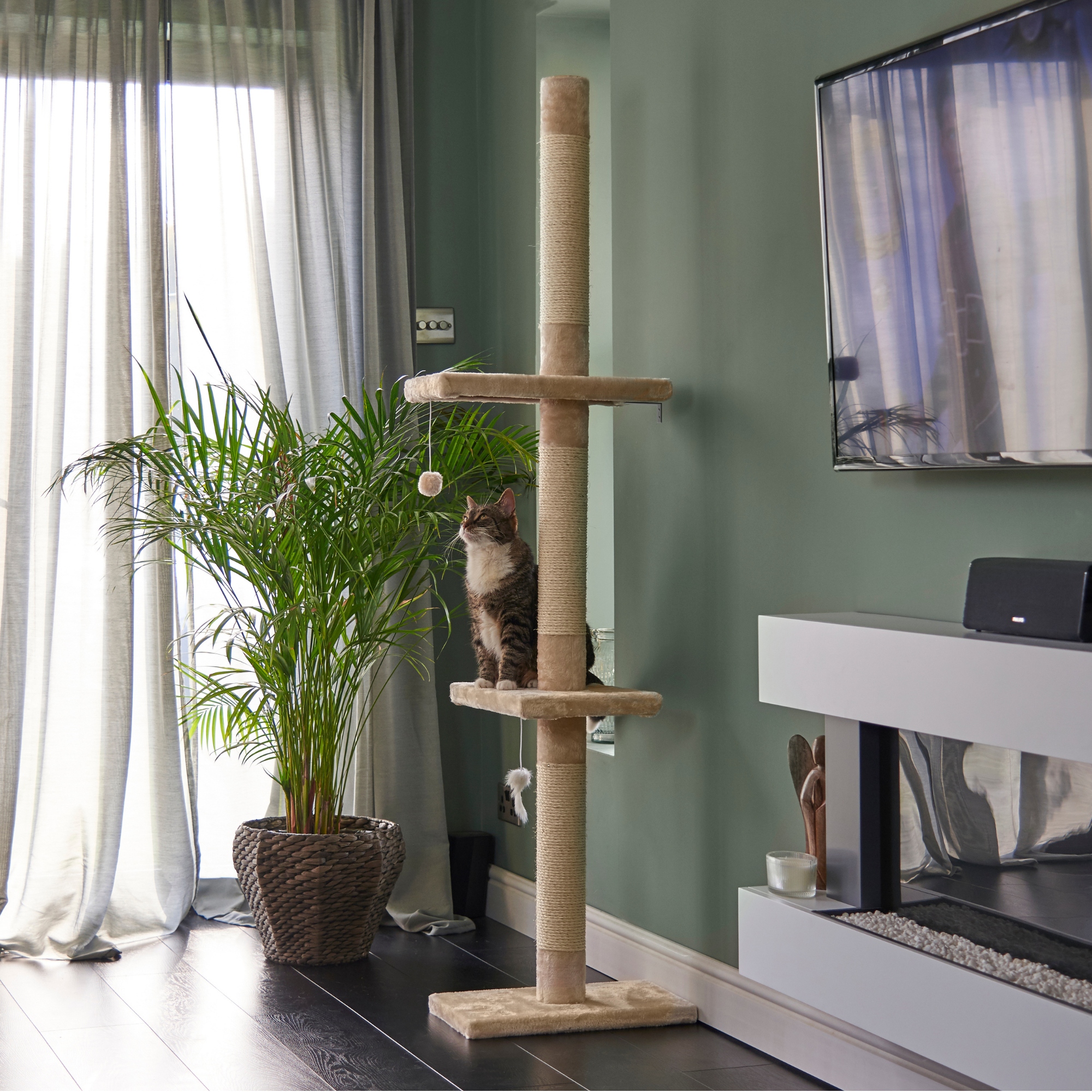 RuneSol Floor to Ceiling Plush Cat Tree 240-288cm
